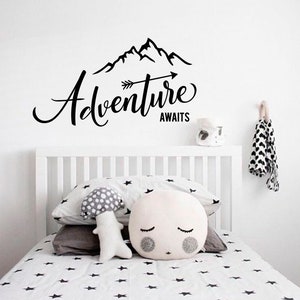 Adventure Begins wall Decal, Travel wall decal, Mountain wall decal, Travel sticker
