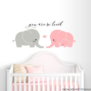 Elephant Wall Decal, Nursery wall decal, Kid wall stickers,  Baby girl wall decals