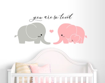 Elefante Muro Decadimenti, Nursery parete decalcomania, Kid wall adesivi, Bambino ragazza parete decalcomanie
