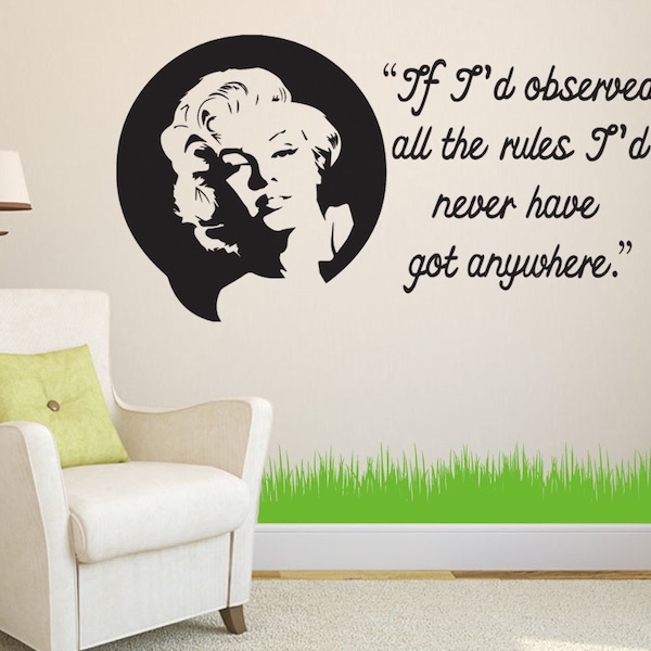 Marilyn Monroe autocollant mural wallart citer la pépinière de décoration à la maison