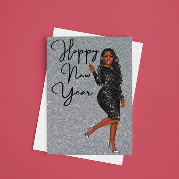 African American New Years Card Greeting Card Black Woman Etsy