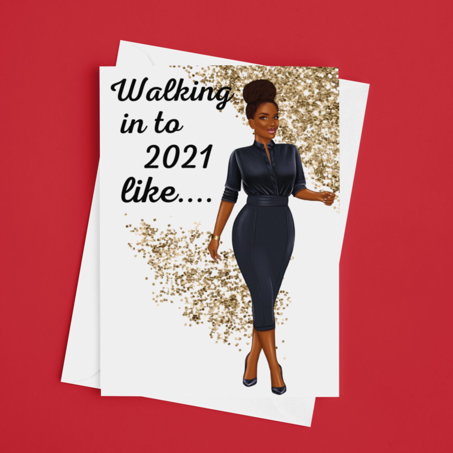 African American New Years card/ Greeting card/ Black woman Etsy