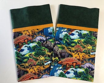 PRICE REDUCED --- Dinosaur Print Standard Size Pillowcases - Only TWO left!