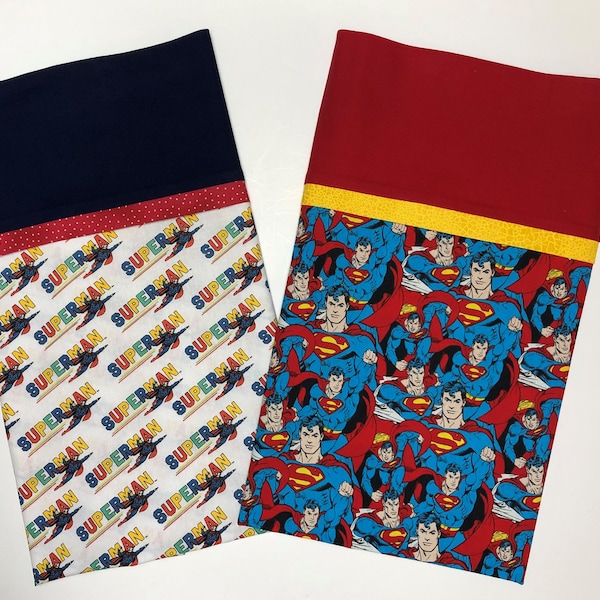 Superman "Super Hero" Standard Size Pillowcases Made with Official Licensed Fabric