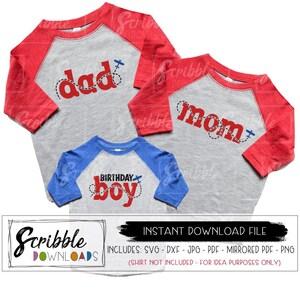 Flugzeug Geburtstag SVG Mama Papa Geburtstag Junge Vinyl geschnitten Datei druckbare Shirt DIY Aufbügeln SVG Geburtstag Mama Papa Bundle Silhouette Cricut Flugzeug Party dxf