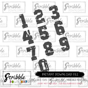 números angustiados SVG números deportivos angustiados 0 1 2 3 4 5 6 7 8 9 svg número de camiseta cricut Cortar archivo número paquete Silueta imprimible
