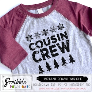 Cousins SVG - Cousin Crew SVG DXF - Cousins de Noël numérique - chemise svg réunion de famille - fichier coupé en détresse - mignon cousin assorti cricut