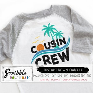 Primos SVG Cousin Crew SVG DXF vacaciones en la playa crucero de verano diy camisas familia Reunión svg silueta cricut vinilo corte archivo lindo a juego