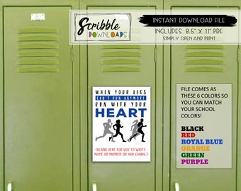 Printable School Locker Decoration Cross Country Xc Cc Runner Etsy