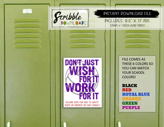 Volleyball Locker Decoration Printable Sign Sports School Team Etsy