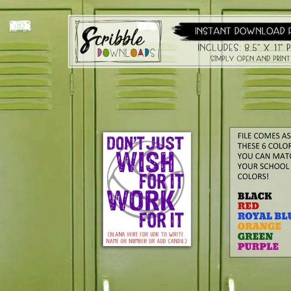 Printable Volleyball Locker Signs Etsy Printable Volleyball Locker Signs Etsy