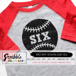 6 HONKBAL SVG 6 zes 6e verjaardag zesde vinyl gesneden bestand verjaardag diy shirt SVG DXF PDF 6 bday jongen meisje SVG opstrijkbare cricut silhouet vector