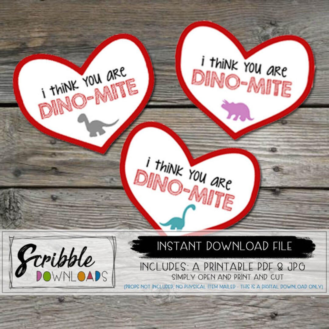 Dinomite Printable Valentines Dinosaur Theme V-day Card - Dino Mite ...