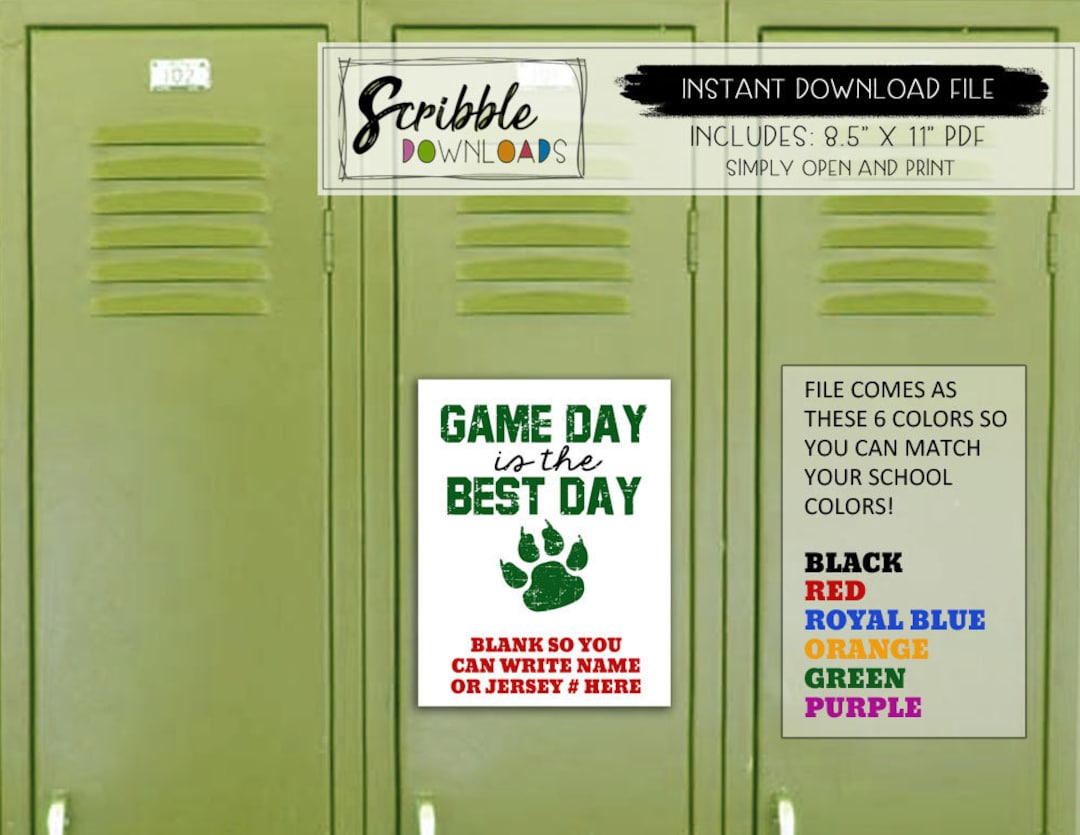 Printable School Locker Decoration Sports School Team PDF Print Cats Wildcats Cougars Bobcats ...