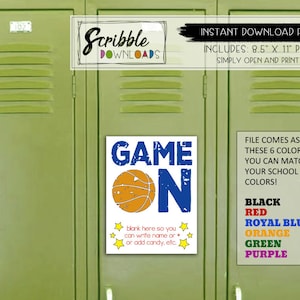 Basketball Locker decoration Printable sign sports school team PDF print INSTANT quote mascot high school digital Download cheer game day