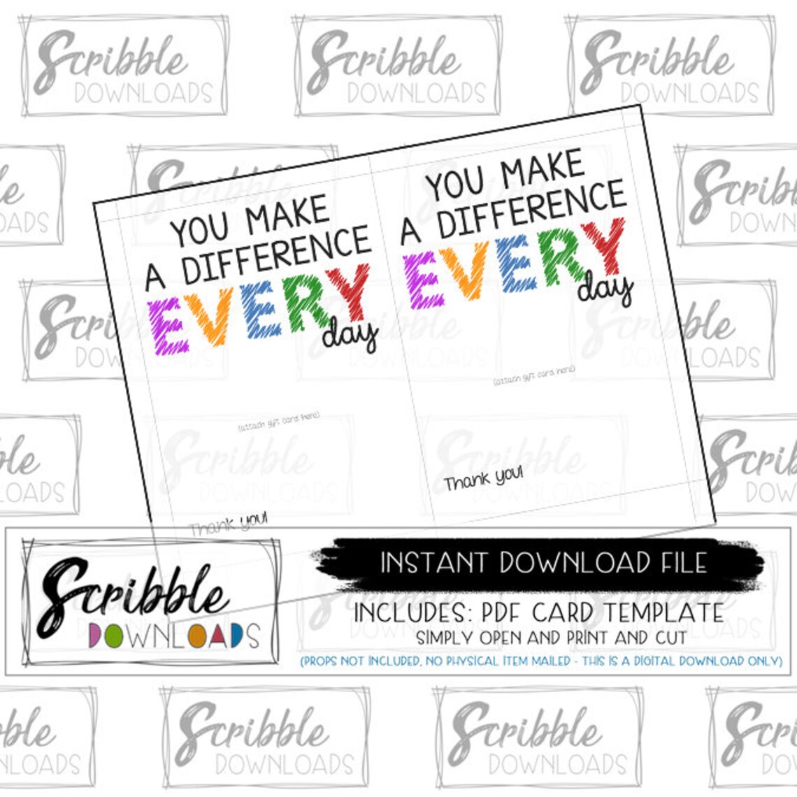 Thank You Gift Card Holder PDF Printable Card Teacher - Etsy