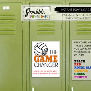 Volleyball Locker decoration Printable SIGN sports school team PDF print decorations quote mascots high school digital Download cheer cute