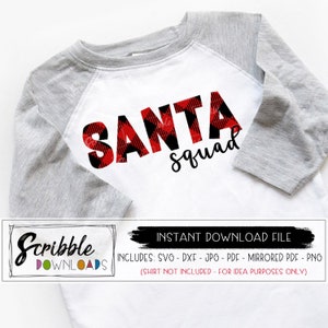 Père Noël escouade SVG correspondant SVG DXF Noël cousins famille pyjama fer sur chemise bricolage cricut coupe fichier à carreaux de buffle silhouette populaire mignonne