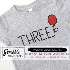 3rd birthday svg, 3 balloon party svg, third Birthday dxf bday svg girl boy cut file DIY iron on shirt cricut silhouette 3 digital three