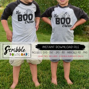 Boo Crew svg Halloween svg junge Mädchen beliebte digitale GHOST svg geschnitten Datei Bügelbild Cricut Silhouette Mädchen passende Geschwister Cousin Zwillinge