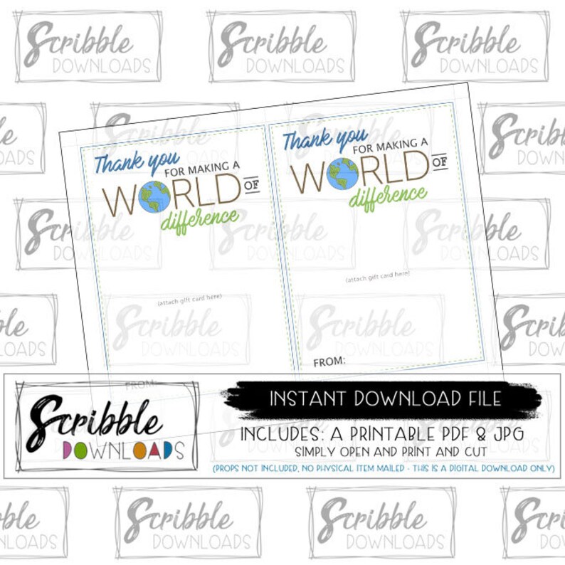 Thank You Gift Card Holder Printable Card Teacher Appreciation Etsy
