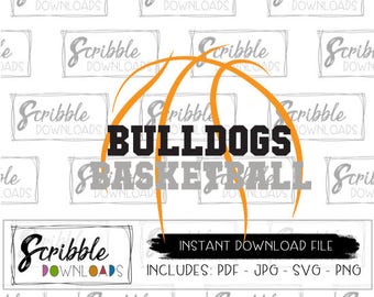 Basketball SVG bulldogs mascot Instant Download - dribble Iron On Sports svg pdf digital - high school basketball - printable bball team SVG