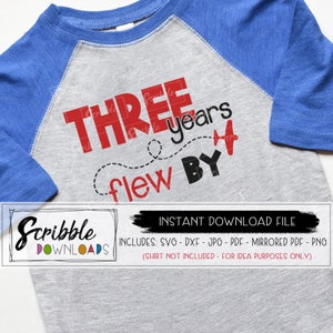 3 Geburtstagsflugzeug Flugzeug Flugzeug Pilot Geburtstag drei Jahre Flugzeug dritter 3ter Geburtstag Kuchen Party schneiden Datei DIY Shirt Flugzeug Aufbügler Cricut Silhouette 3