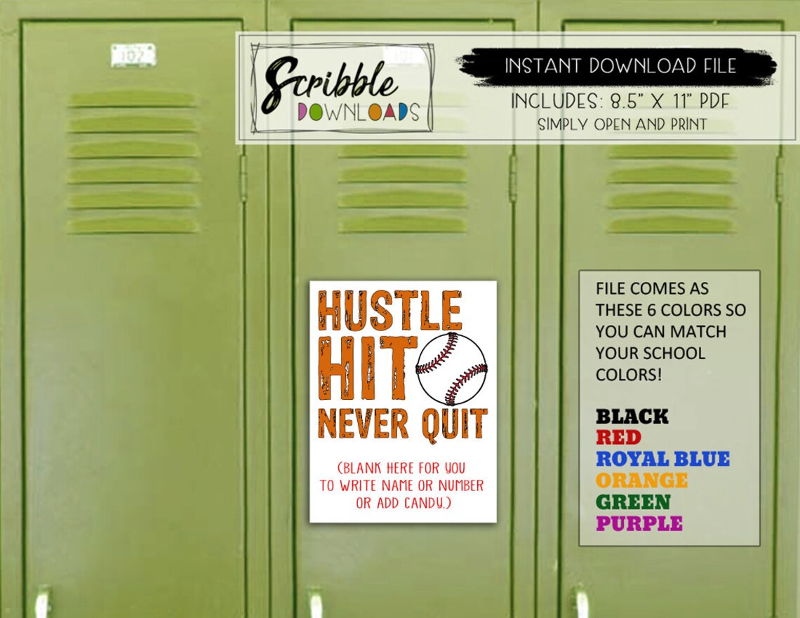 Locker BASEBALL Decoration Printable SIGN Sports School Team - Etsy