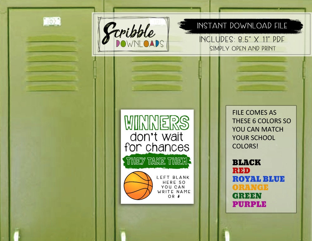 Basketball Locker Decoration Printable Sign Sports School Team Etsy