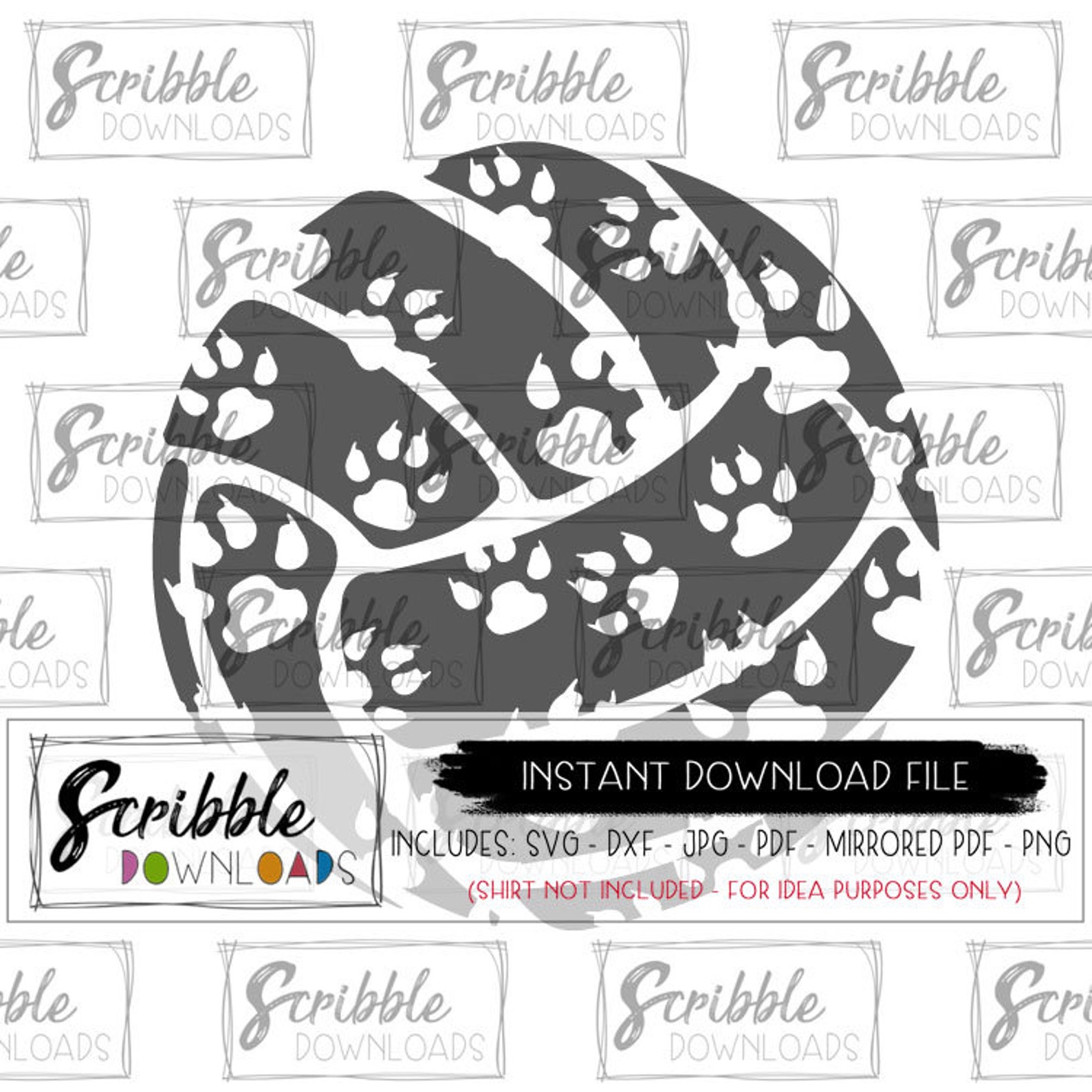 Volleyball paw prints svg mascot Instant Download Paw print Etsy