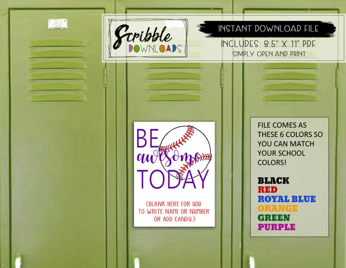 BASEBALL Locker Decoration Printable SIGN Sports School Team - Etsy