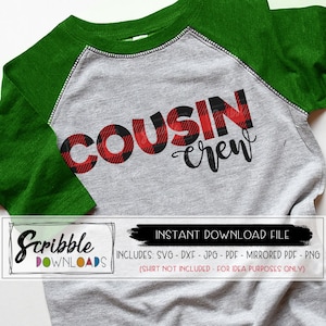 Cousins SVG Cousin Crew SVG DXF Noël cousins famille Réunion chemise bricolage chemise cricut coupe fichier mignon correspondant silhouette populaire à carreaux nana t