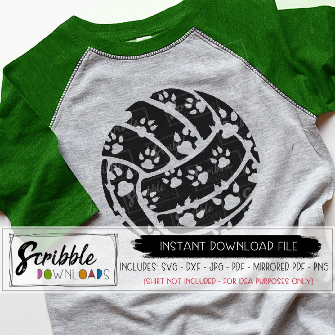 Volleyball Paw Prints Svg Mascot Instant Download Paw Print Bobcat