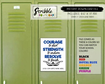 Printable School Locker Decoration Swim Team Sports School - Etsy