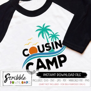 Cousins SVG Cousin Camp SVG DXF plage vacances été croisière bricolage chemises famille Réunion svg silhouette cricut vinyle coupé fichier mignon correspondant