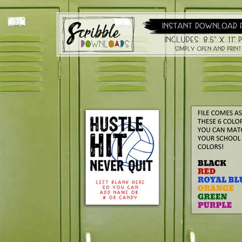Volleyball Locker Decoration Printable SIGN Sports School Team - Etsy