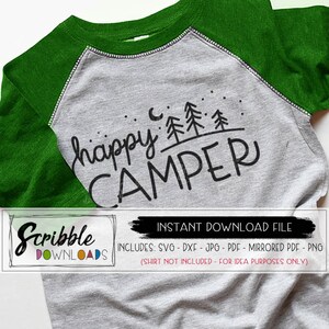 Feliz campista SVG diy ferro no acampamento dxf Glamping acampamento viagem svg ao ar livre mão desenhada montanhas svg silhueta arquivo de corte vintage cricut divertido