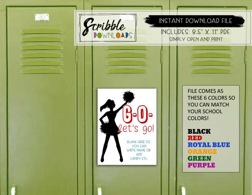 Cheerleader Printable School Locker Decoration Sports School | Etsy