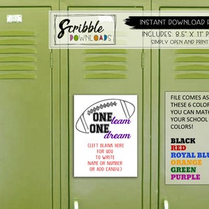 Football Printable Locker sign decoration sports school team PDF print decorations quote mascots digital Download cheer mom captain support