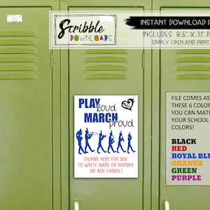 Druckvorlage BAND Locker Dekoration Zeichen Spielmannszug Schule Team PDF Druck Maskottchen High School digitaler Download niedlich Musik Jazz Mama jubeln