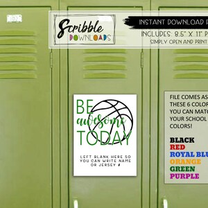 Basketball Locker decoration Printable sign sports school team PDF print paper mom quote mascot high school digital Download cheer game day