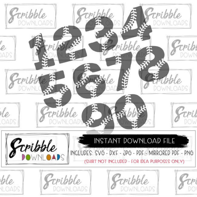 Baseball Numbers SVG Baseball Font Printable Iron on 1 2 3 4 5 Etsy
