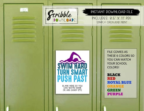 Swim Team Printable School Locker Decoration Sports School Etsy