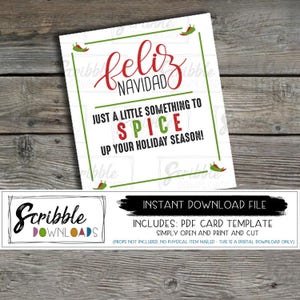 Salsa gift tag printable neighbor gift christmas goodie bag tag PDF teacher student gift boss neighbor gift note print card chips and salsa