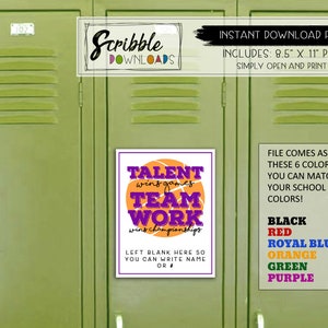 Basketball Locker decoration Printable SIGN sports school team PDF print decorations quote mascots high school digital Download cheer cute