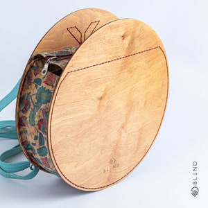Vegan wood+cork backpack / Unique hand stitched rucksack
