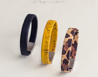 Unisex Kurken Armband met rvs magnetische sluiting / vegan alternatief voor dierlijk leer