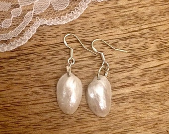 Ohrringe aus Naturmaterial, 925 Silber