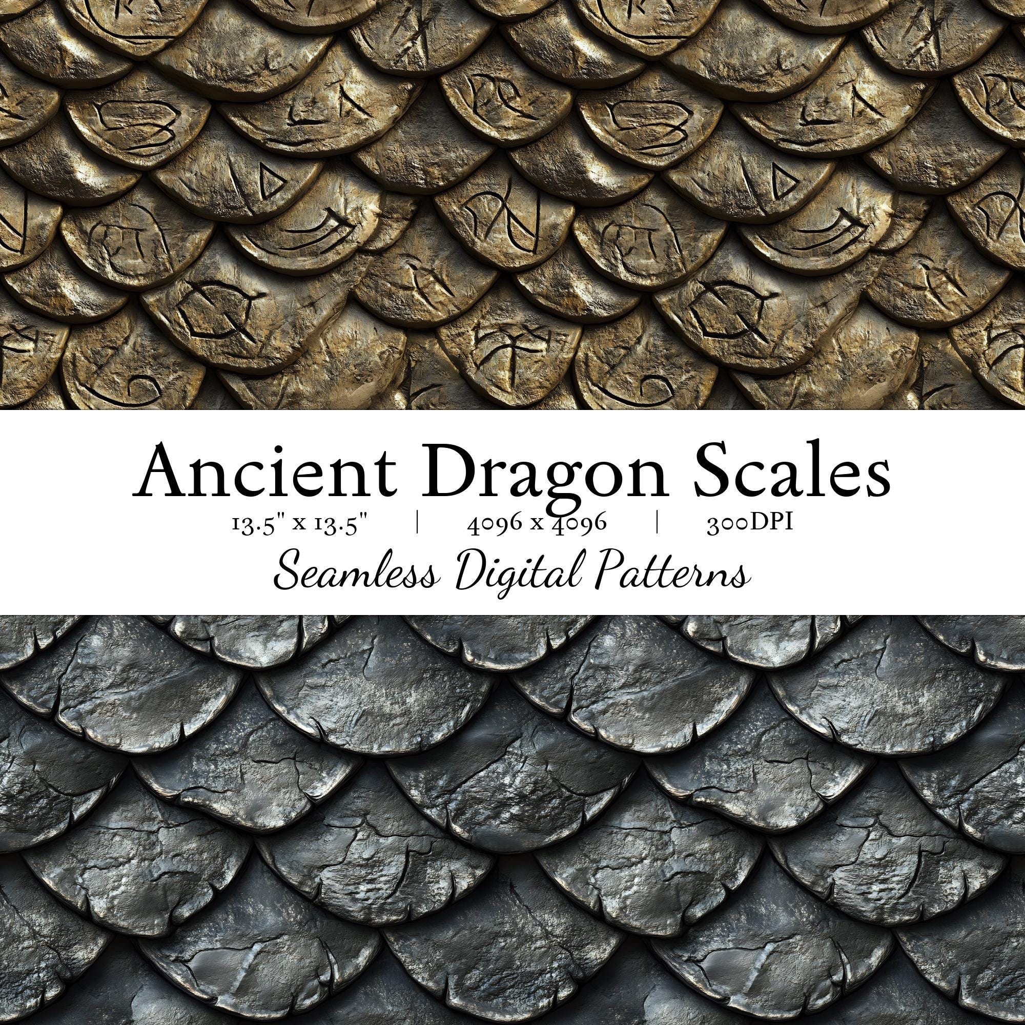 Ancient Dragon Scales | 8 High Quality Seamless Prints | PNG Digital ...