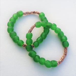 Recycled Ghana Glass Bead and Copper Spacer Bead Bracelet (9mm)